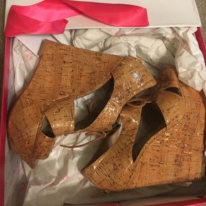 Paris Hilton Tan Wedges